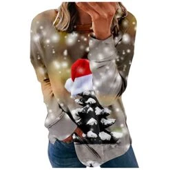 Womens 2022 Fall Fashion Tops Fall Crew Neck Christmas Print Long Sleeve Fashion Sweatshirts Pullover Top Fall Clothes