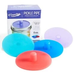 Pickle Pipes - Waterless Airlock Fermentation Lids - Wide Mouth Mason Jar Fermenter Cap - Premium Silicone Top