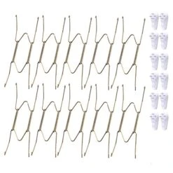 10 Pack Plate Hangers Invisible Wall Plate Hangers Stainless Steel Plate Hangers For The Wall And 12 Pack Wall Hooks Compatible 7.5 To 9 Inch For Decorative Plates Art Wall Brass Coated