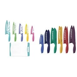 Cuisinart C55CB-11PM Advantage Cutlery 11-Piece Marble Knife Cutting Board And Knive Set, Multi-Color & C55-12PCKSAM 12-Piece Ceramic Coated Stainless Steel Knives