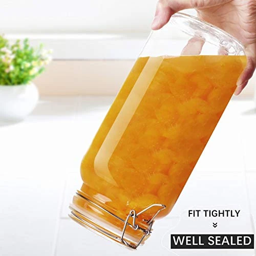 Airtight Glass Canister Set Of 3 With Lids 78oz Food Storage Jar Square - Storage Container With Clear Preserving Seal Wire Clip Fastening For Kitchen Canning Cereal,Pasta,Sugar,Beans,Spice - Image 3