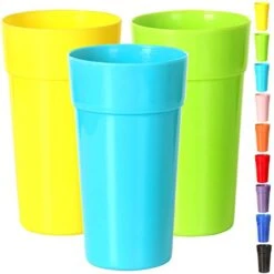 9 Pack Plastic Tumblers, Unbreakable Drinking Glasses, Plastic Cups In 9 Assorted Colors (32 Ounce)