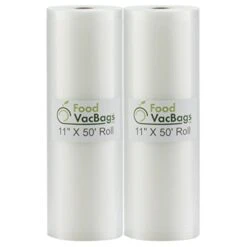 2 Rolls 11-Inch-by-50-Foot Vacuum Food Sealer Bags - Compatible With Foodsaver - Embossed Commercial Grade FoodVacBags Make Own Size For Sous Vide Or Storage