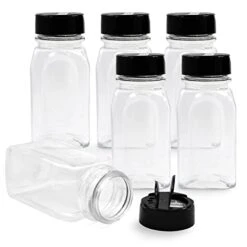 6 Pack 9.5 Oz Plastic Spice Jars With Black Cap, Clear And Safe Plastic Bottle Containers With Shaker Lids For Storing Spice, Herbs And Seasoning Powders, BPA Free, Made In USA