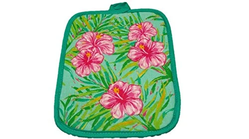 Pot Holder Set - Kitchen Linens (3 Pc) Relaxing Hibiscus And Tucans Off To The Tropics - Dish Towel - Oven Mitt - Pot Holder - Hand Towel - Kitchen Decor - Image 3