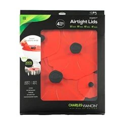 - Poppy Lid Red Gift-Box - Set Of 4 Silicone Lids For Food Storage And Cooking - 11''/28cm + 9''/23cm + 6''/15cm + 4''/10cm - Airtight Seal On Any Smooth Rim Surface