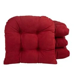 Gripper Twillo Universal Non-Slip Tufted Chair Cushions, 15" X 15", Red 4 Pack