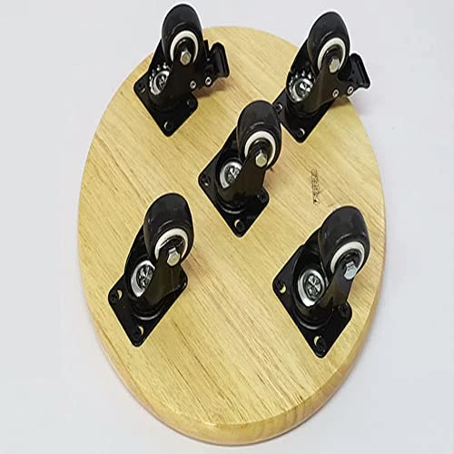 XSSS-ZC Log Color Solid Wood Removable Tray, Fish Tank With Wheel Bottom Support, Flower Pot Round Base, Universal Wheel Stool,Diameter: 25cm - Image 5