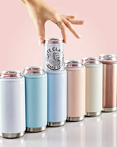 Skinny Can Cooler For Slim Beer & Hard Seltzer | Stainless Steel 12oz Sleeve, Double Wall Vacuum Insulated Drink Holder - Glitter Lilac - Image 3