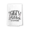 Me Decor, Gigi's Kitchen Love Served Daily Flour Sack Towel, 27 Inch By 27 Inch, 100% Cotton, Highly Absorbent, Multi-Purpose Kitchen Dish Towel
