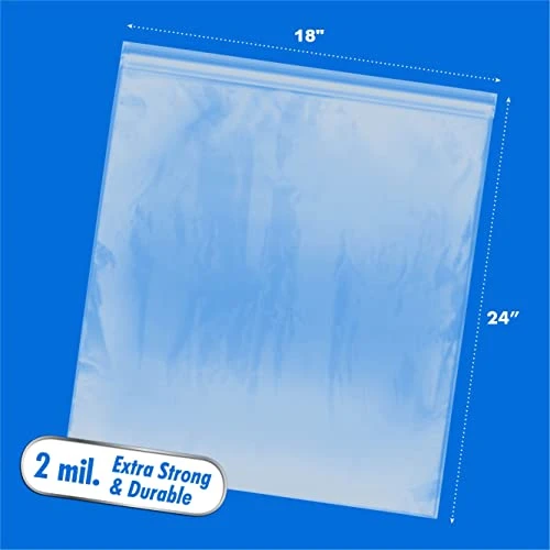Xtra Large Reclosable Roaster Food Storage Bag, 5 Gallon Big Size Strong Clear Heavy Plastic Bags, Easy Open & Close, 2 Mil Thick 18" X 24", 10 Pack - Image 3