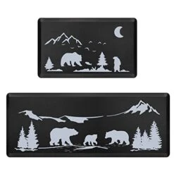 Hoikwo 2 Pcs Home Kitchen Decor Bear Rugs And Mats For Floor, Apartment Essentials, 0.47inch Thick Cushioned Anti Fatigue Mats Winter Kitchen Floor Mat For Sink, Laundry, Office