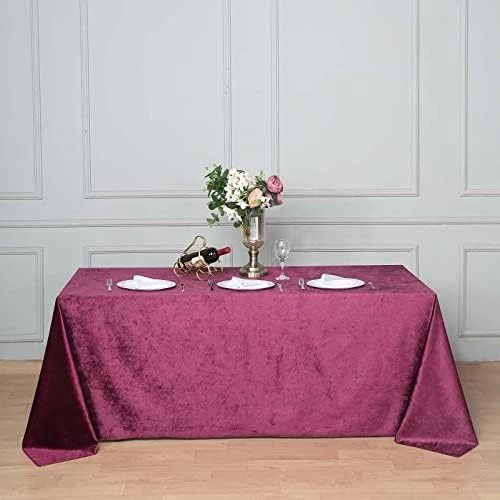 Premium Velvet Black 90" X 132" Rectangle Tablecloth For Wedding Party Events - Image 10