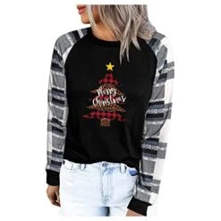 Womens 2022 Fall Fashion Tops Cute Plus Size Sweatshirts Long Sleeve Fashion Christmas Print Pullover Top Streetwear