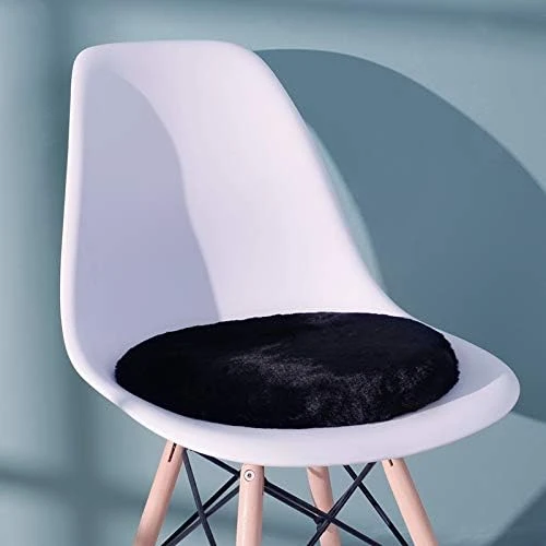 Pink Round Dorm Fur Chair Cushion Pad With Furry Faux Fur Cover Small Mini Cute Seat Cushion For Kids Desk Chair Teen Girls Bedroom Décor 14 Inch - Image 11