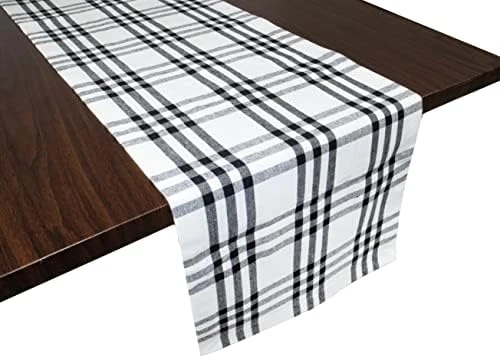 Dining Table Runner | Homestead Plaid Check Farmhouse Table Runner | For Home Decor | 100% Cotton, Long & Soft For Daily Use | 100% Machine Washable | Beige White 14 X 72 - Image 9