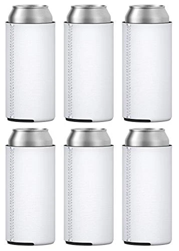 TahoeBay Slim Can Coolers - Blank Neoprene Beer Sleeves (White)