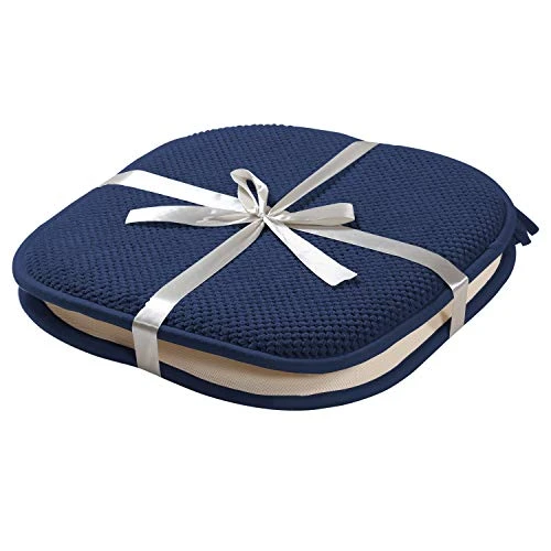 Non Slip Memory Foam Seat Chair Cushion Pads Honeycomb Premium Comfort Memory Foam Chair Pads/Cushions With Ties - Seat Cover 16" X 16" Chair/Seat Cushion Pad, 2 Pack, Navy - Image 5