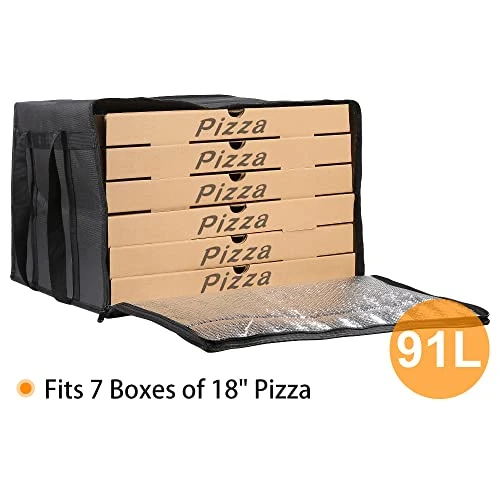 Insulated Pizza Delivery Bags, 20" X 20" X 14" Insulated Food Delivery Bag For Uber Eats/Doordash, Black, 1-Pack - Image 2