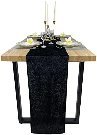 Uxurious Velvet Table Runner, 10ft Wedding Reception Decorations, 20x120inch Soft Velvet Fabric, Table Linen Overlay, Wedding Table Runners(Emerald Green, 20X120inch) - Image 6
