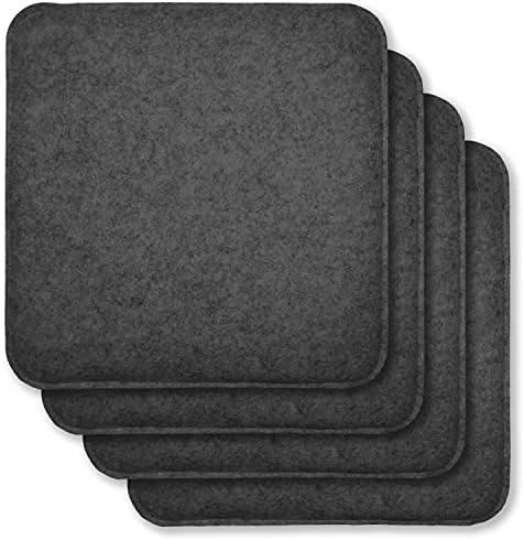 Set Of 4 Chair Seat Pads, Square Indoor Cushion With Non-Slip Bottom, Thick Soft Felt, 13x13 Inches, Dark Gray - Image 7