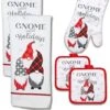 GENERIC Omes For The Holiday 5 Pieces Christmas Printed Kitchen Linens Set| 2 Kitchen Towels 2 Pot Holder 1 Oven Mitt SCBS