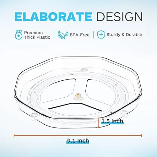 Lazy Susan Organizer For Cabinet, Lazy Susan Turntable For Cabinet, 2 Pack Lazy Susan For Table, Turntable Organizer, Lazy Susan For Refrigerator, Clear Lazy Susan Organizer, 9.1 Inches - Image 2