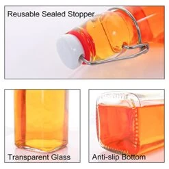 12 Pack 8.5oz Swing Top Glass Bottles, 250ML Square Bottles With Airtight Stoppers For Kombucha, Kefir, Vanilla Extract, Beer(Bonus Gaskets, Labels And Funnel)