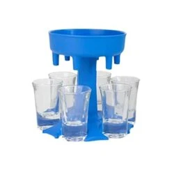 6 Shot Glass Dispenser And Holder, Shots Dispenser For Filling Liquids, Multiple 6 Shot Dispenser, Bar Shot Dispenser, Cocktail Dispenser,Carrier Liquor Dispenser Gifts Drinking Tool (Blue)