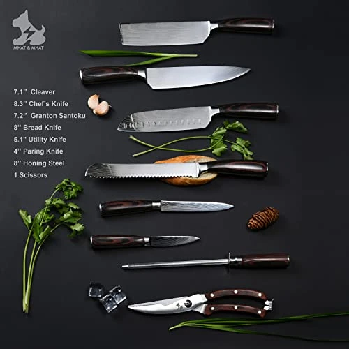 9pcs Essential Kitchen Knife Block Set Pro, Ergonomic Pakkawood Handle, Sharper Steel - Image 6