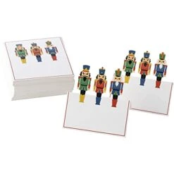 Juvale Christmas Table Place Cards - 100-Pack Paper Tent Cards With Nutcracker Soldier Die Cut Design, Holiday Festive Colorful Dining Table Decoration And Party Supplies, White, 2 X 3.5 Inches