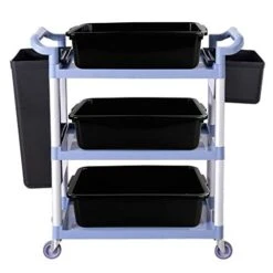 13 L Plastic Bus Box/Utility Box, Commercial Wash Basin Tote Box, 4-Pack, Black