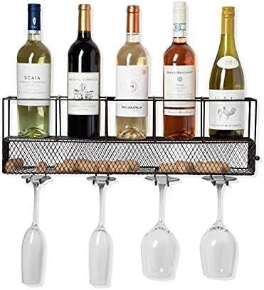 True Rue Align Wall-Mounted Wine Rack, Black Wrought Iron, Minimalist Modern Wine Display, Alcohol Storage Solution, Holds Nine Standard Wine Bottles, 37.75" X 9.75" - Image 6