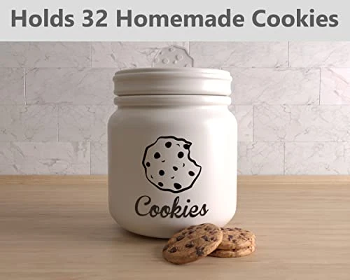 Airtight Cookie Jar - 6"W X 8"H Matte White Ceramic Cookie Jars For Kitchen Counter - Large Cookie Jar With Airtight Lids - Farmhouse Cookie Jar Airtight Lid - Big Cookie Containers With Lids Airtight - Image 2