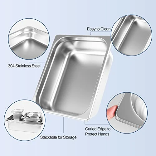 Hotel Pan Full Size Stainless Steel Steam Table Pan, 2.6โโ Deep Chafer Food Pan, Pack Of 6 Stackable Anti-Jam Steam Pan For Hotel, Restaurant Supplies, Party, Buffet And Event Catering - Image 3