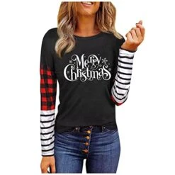 Pullover Sweatshirts For Women Cute Crew Neck Christmas Print Long Sleeve Sweatshirts Fashion Pullover Top Streetwear