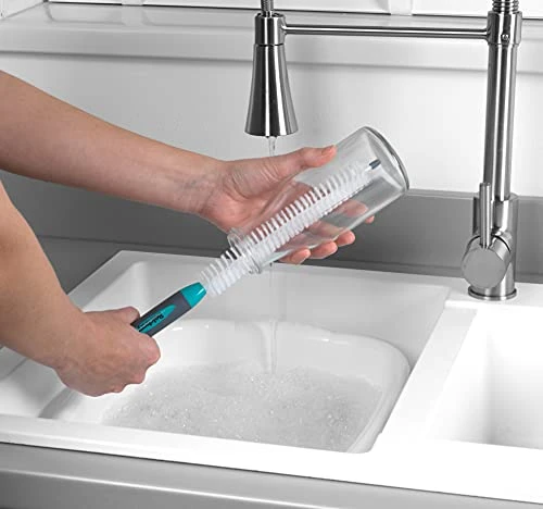 LA082770EU7 Bottle Pack Of 3 Flexible Brush Head Non-Slip Handle Soft Bristles Turquoise/White, 3 Pack - Image 6