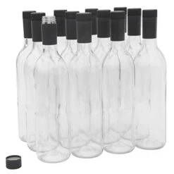 - B07ZG2N5MF 750ml Glass Bordeaux Wine Bottles With Twist-N-Seal Capsules - Case Of 12 (Clear/Flint)