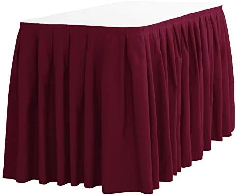 InenTablecloth 21 Ft. Accordion Pleat Polyester Table Skirt Black - Image 8