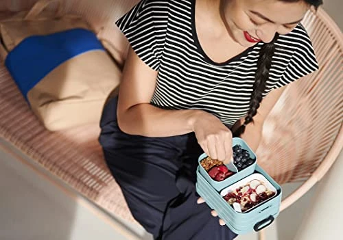 Mepal , Bento Lunch Box Midi With 2 Compartments For Food Storage, A Detachable Box Including A Fork, Portable, BPA Free, Nordic Green, Holds 30.4 Oz, 1 Count - Image 4