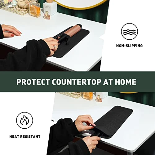 Silicone Heat Resistant Mat,Flat Iron Holder,Used As Heat Resistant Pad And Storage Pouch For Hot Hair Tools.(Wave,Black) - Image 5