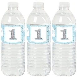1st Birthday Boy - Fun To Be One - First Birthday Party Water Bottle Sticker Labels - Set Of 20