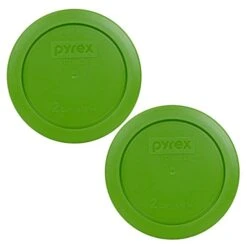 Pyrex 7200-PC 2-Cup Lawn Green Plastic Food Storage Lid, Made In USA - 2 Pack