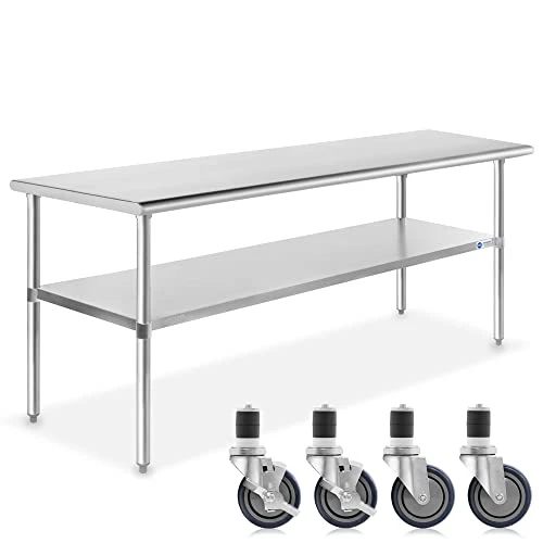 NSF Stainless Steel Work & Prep Table 48 X 24 Inches With Caster Wheels And Under Shelf For Restaurant, Home, Hotel - Image 12