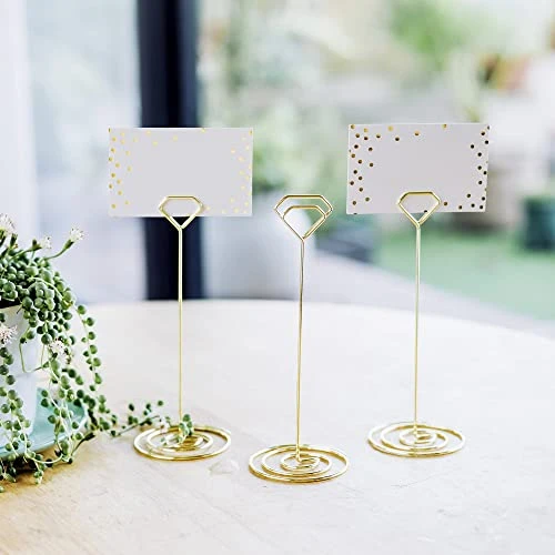 12Pcs Unique Table Number Holders With 14Pcs Place Cards, Place Card Holder, Table Card Holder, Table Number Stands, Picture Clips Name Card Photo Holder For Wedding Birthday Party Baby Shower - Image 3