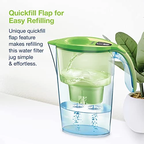 Laica Stream Line Water Filter Jug (Colour Edition) & 1 X 30 Day Bi-Flux Water Filter Cartridge - Fits Inside Your Fridge - Quick Fill Lid, 2.3L Total Capacity, 1.2L Filtered Water J31AB-GREEN - Image 3