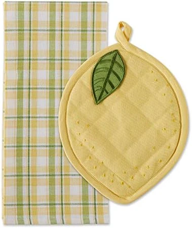 Gift Set Collection Kitchen Set, Potholder & Dishtowel Set, Lemon Plaid, 2 Piece - Image 9