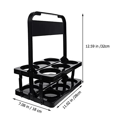 Folding Bracket Wine Bottle Carrier 6 Bottles Beer Caddy Organizer Black, Beverage Delivery Holder Plastic Drink Carrier For Delivery, Wine Rack Basket For Party Metal Storage Rack - Image 3
