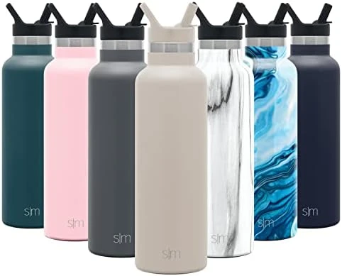 Water Bottle With Narrow Mouth Straw Lid Metal Thermos Vacuum Insulated Stainless Steel L Reusable Leak Proof BPA-Free Flask | Ascent Collection | 24oz, Almond Birch - Image 10