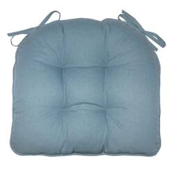Products Extra-Thick Dining Chair Pad With Ties - Solid Color Cotton Duck - Welted, Reversible, Latex Fill, Tufted Cushion (Federal Blue) Standard (Pack Of 1)